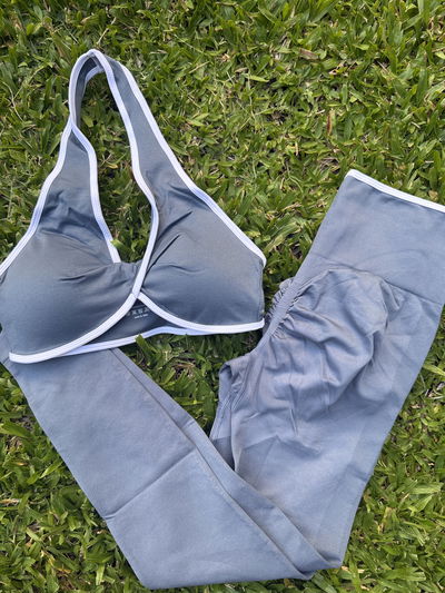 Conjunto Calza Larga + top borde blanco L (40/42)