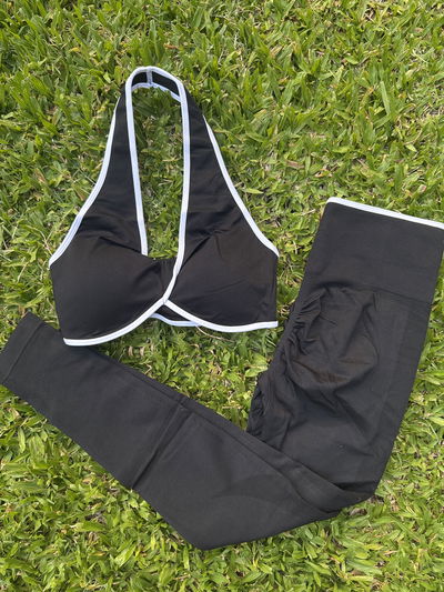 Conjunto Calza Larga + top borde blanco M (36/38)