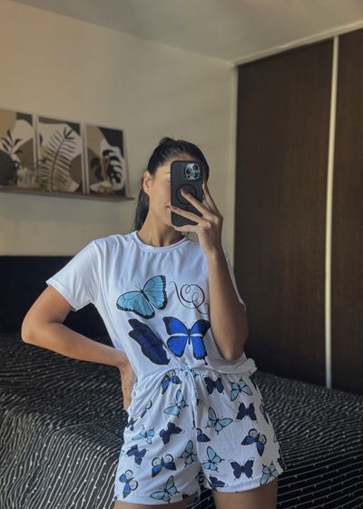 Pijama corto Adulto S/M (36/40) Mariposas