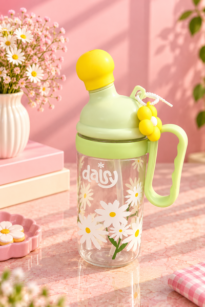 Vaso con llavero flor y manija 1000ml 