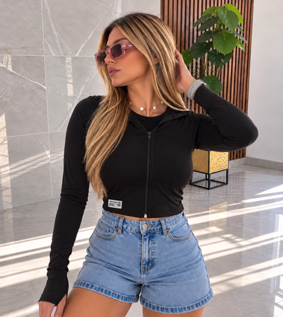 Campera deportiva viscosa modal dedal con capucha 