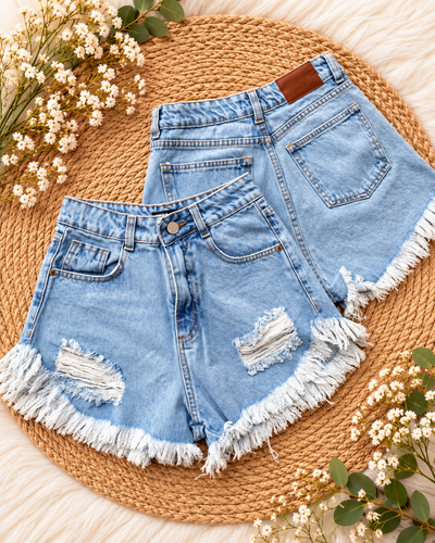 Short de jeans Rígido Roturas 