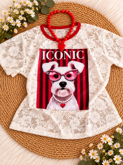 Remera encaje estampada 
