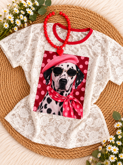 Remera encaje estampada 