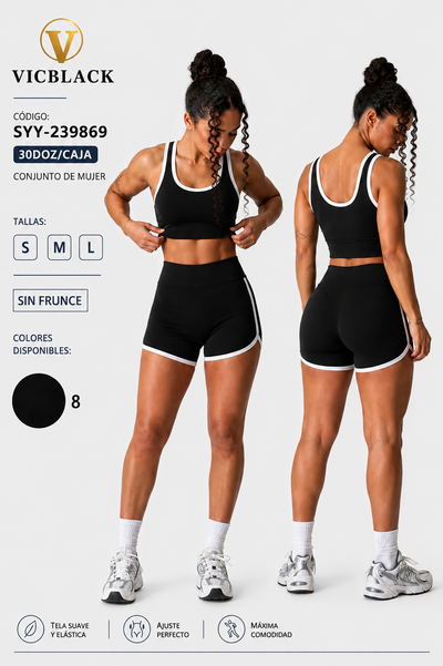 Set vicblack Musculosa + short SIN FRUNCE S (36) Negro