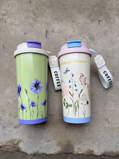 Vaso térmico flores llavero doble pico 500ml