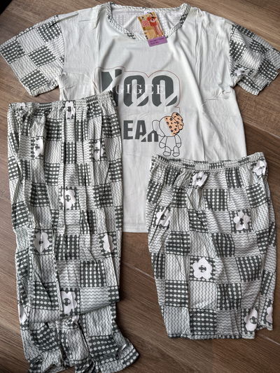 Pijama Largo Adulto 3 piezas S/M (36/40)