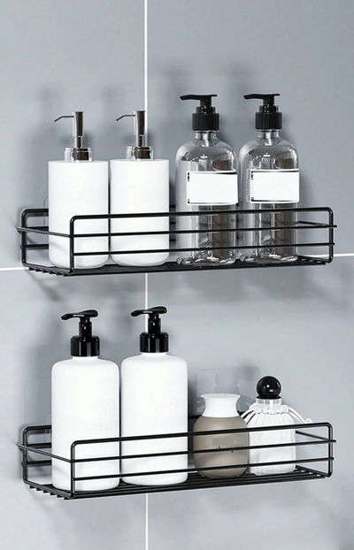 SET ×2 ESTANTES DE HIERRO MULTIUSO | GANCHOS ADHESIVOS