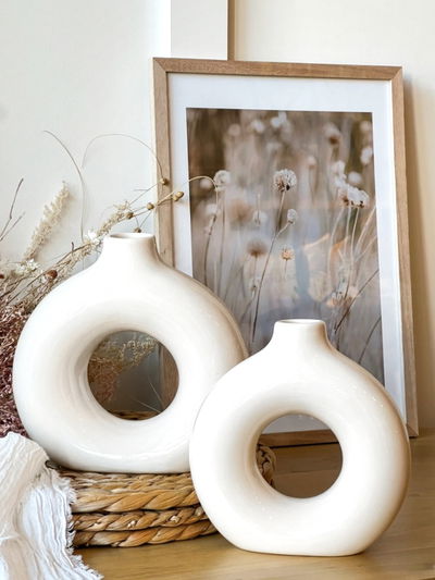 JUEGO DE JARRONES MINIMALISTAS | CERÁMICA BLANCO