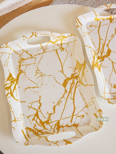 BANDEJA ACRÍLICA SÍMIL MÁRMOL | DORADA