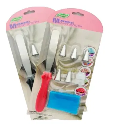 SET ESPATULA INOX 23 CM MANGA SILICONA 5 PICOS Y CUPLA