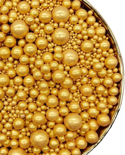 PERLAS COMESTIBLES X 50GR MIX DE TAMAÑOS  DORADO