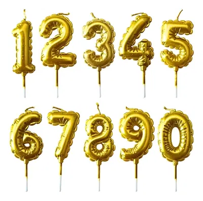 VELA FORMA GLOBO 10CM DORADO (0 AL 9)