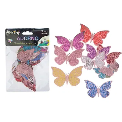 ADORNO MARIPOSA GIBREADA DOBLE X 6 U
