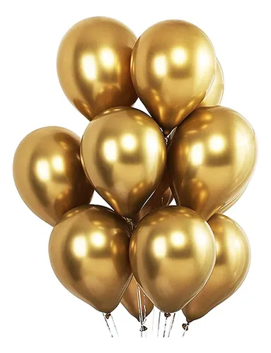 GLOBO DE LATEX CHROME 12 PULGADAS DORADO X 10 U