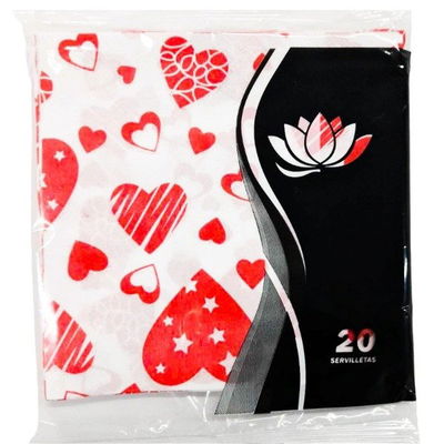 SERVILLETAS CORAZONES X 20 UNIDADES