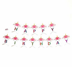 BANDERIN HAPPY BIRTHDAY UNICORNIO DREAMS