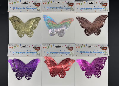 MARIPOSA 3D ADHESIVA METALIZADA X 12 U