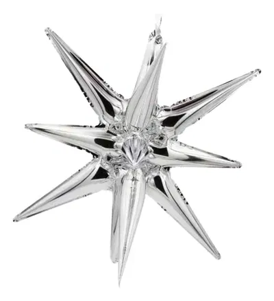 GLOBO METALIZADO ESTRELLA 14 PUNTAS 3D 22 PULG PLATA X 1 U