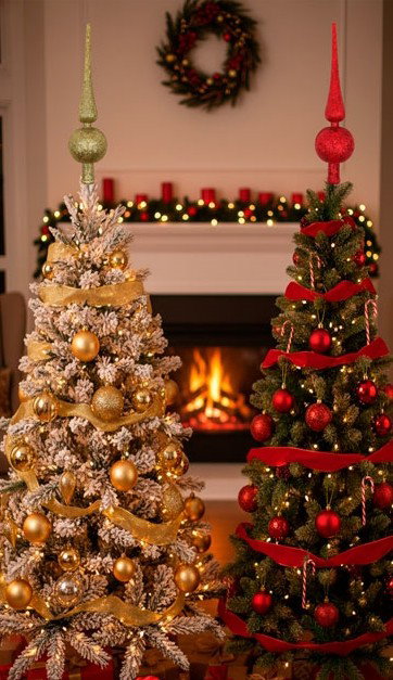 ADORNO NAVIDEÑO PUNTAL C/GIBRE 20CM ROJO/DORADO