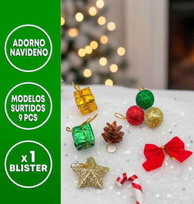 ADORNO NAVIDEÑO SURTIDO 9 PCS