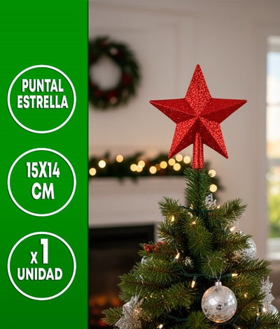 PUNTAL ESTRELLA GIBREADA 15X14CM ROJA