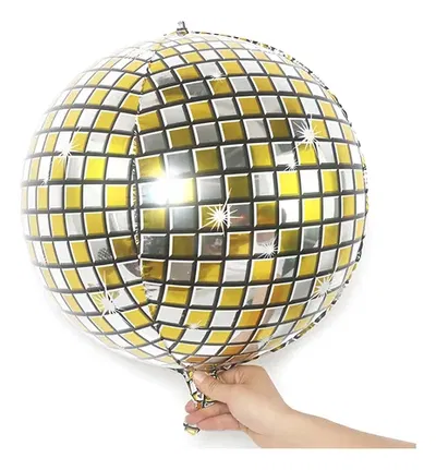(2 unidades) GLOBO METALIZADO BOLA ESPEJO 4D BOLICHE PLATA 22 PULG