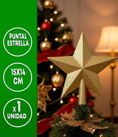 PUNTAL ESTRELLA GIBREADA 15X14CM DORADA
