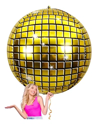 (2unidades) GLOBO METALIZADO BOLA ESPEJO 4D BOLICHE PLATA 22 PULG