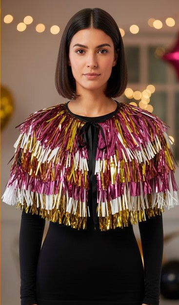 CAPA DE FLECOS METALIZADO 55X35CM TRICOLOR (FUCSIA/DORADO/BLANCO)