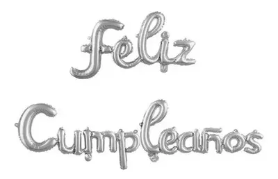 5 UNIDADES DE GLOBO FELIZ CUMPLEAÑOS CURSIVA PLATEADO