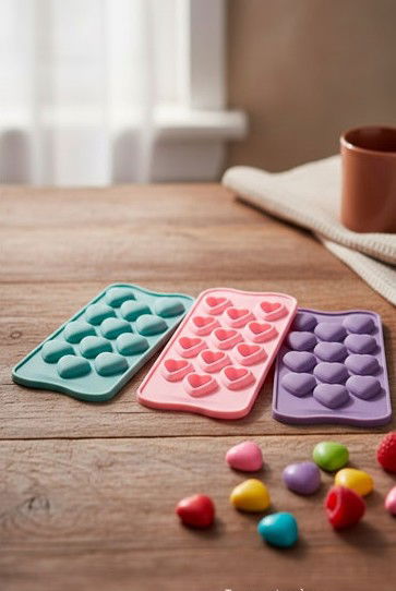 MOLDE SILICONA 12 CORAZONES 3D 20X10CM