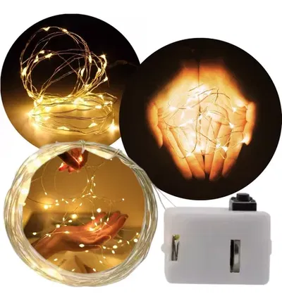 GUIRNALDA ALAMBRE 10 LED C/PILAS 1 METRO X 2 UNIDADES