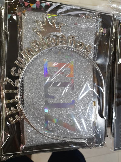 SET VINCHA STRASS Y BANDA FELIZ CUMPLEAÑOS PLATA