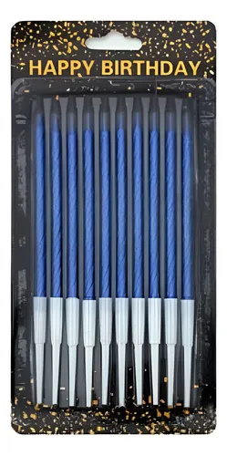 VELA METALIZADA TORNEADA C/PORTAVELA 13 CM (DE10UC/U) AZUL