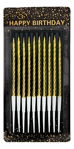 VELA METALIZADA TORNEADA C/PORTAVELA 13 CM (DE10UC/U) DORADO