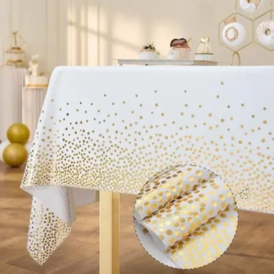 MANTEL CON LUNARES DORADOS