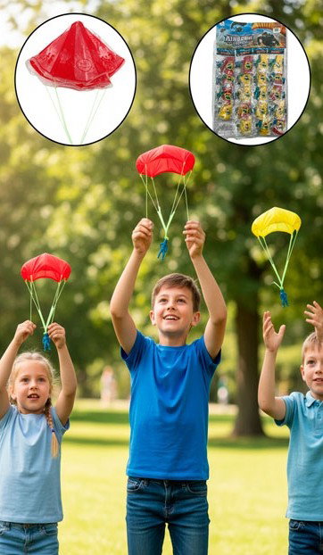 PLANCHA SOLDADO DE JUGUETE C/PARACAIDAS COLORES SURTIDOS X 20U