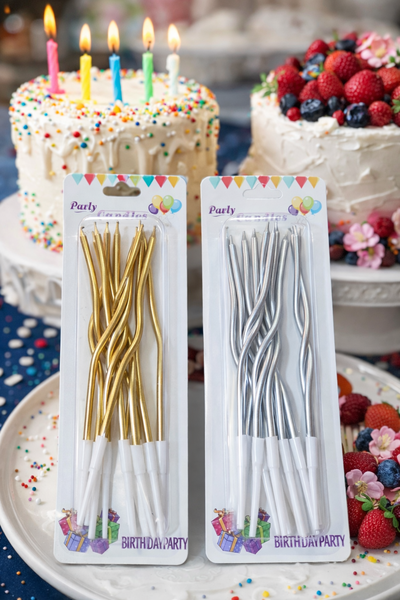 (12 UNIDADES) VELA 15.5CM ONDULADA PLATEADA