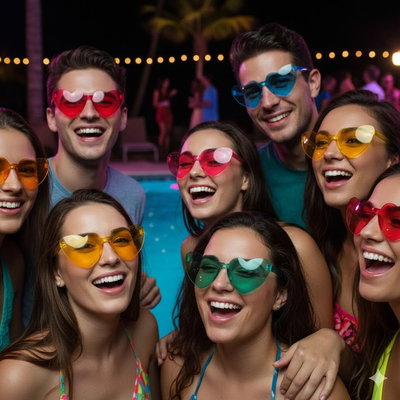 (10 UNIDADES) ANTEOJO ACRILICO CORAZÓN (VARIOS COLORES)