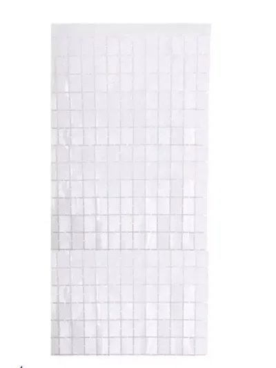 (2 UNIDADES) CORTINA METALIZADA CUADRADOS BRICK WALL 1X2 M BLANCA