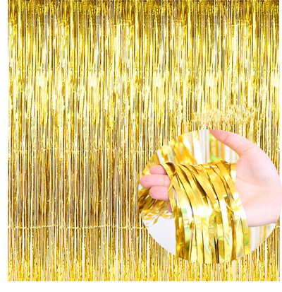 (2 UNIDADES) CORTINA METALIZADA 90X180CM DORADO