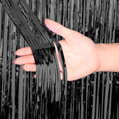 (2 UNIDADES) CORTINA METALIZADA 90X180CM NEGRA