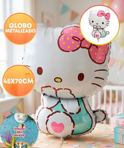 (2 UNIDADES) GLOBO METALIZADO SILUETA HELLO KITTY 45X70CM