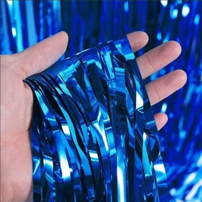 (2 UNIDADES) CORTINA METALIZADA 90X180CM AZUL