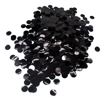 (2 SOBRES *24GR EN TOTAL*) CONFETTI METALIZADO REDONDO NEGRO
