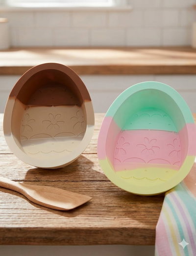 MOLDE SILICONA TRICOLOR HUEVO FLORES