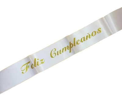 BANDA FELIZ CUMPLEAÑOS 80X10CM GIBREADA BLANCA