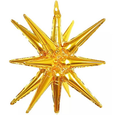 GLOBO METALIZADO ESTRELLA 14 PUNTAS 3D 22 PULG X 1 U DORADO