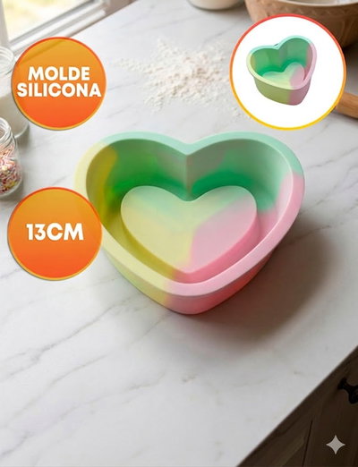 MOLDE SILICONA TRICOLOR CORAZON 13CX10M